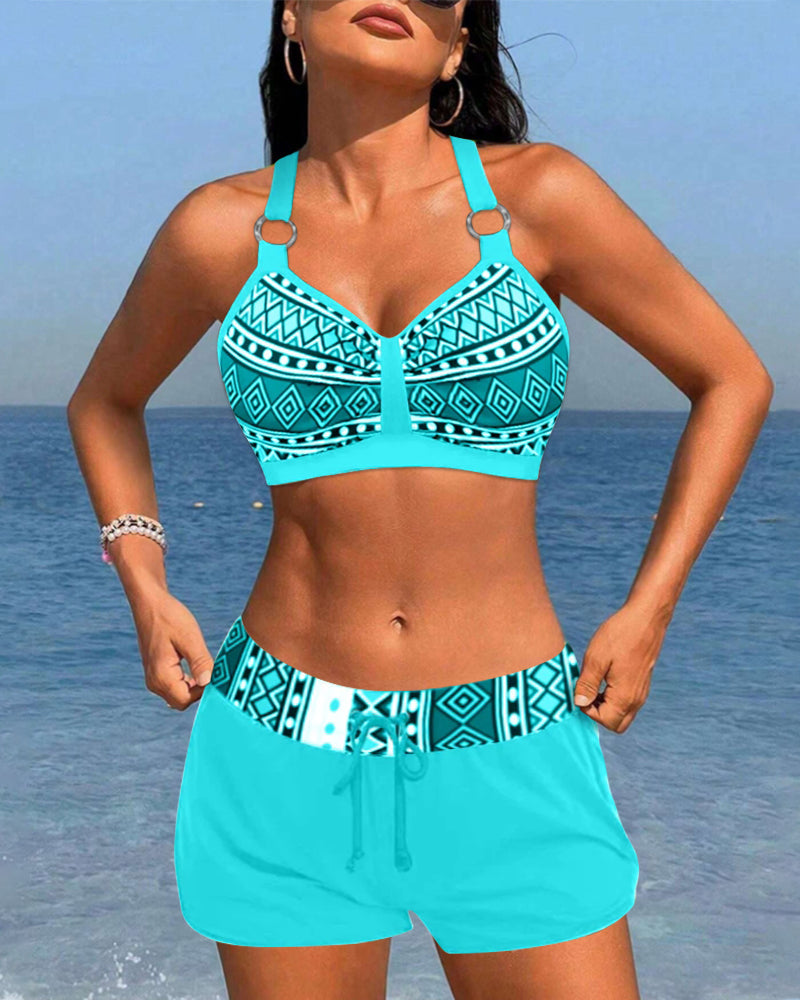 SALO | Bikini z wysokim stanem i geometrycznym nadrukiem