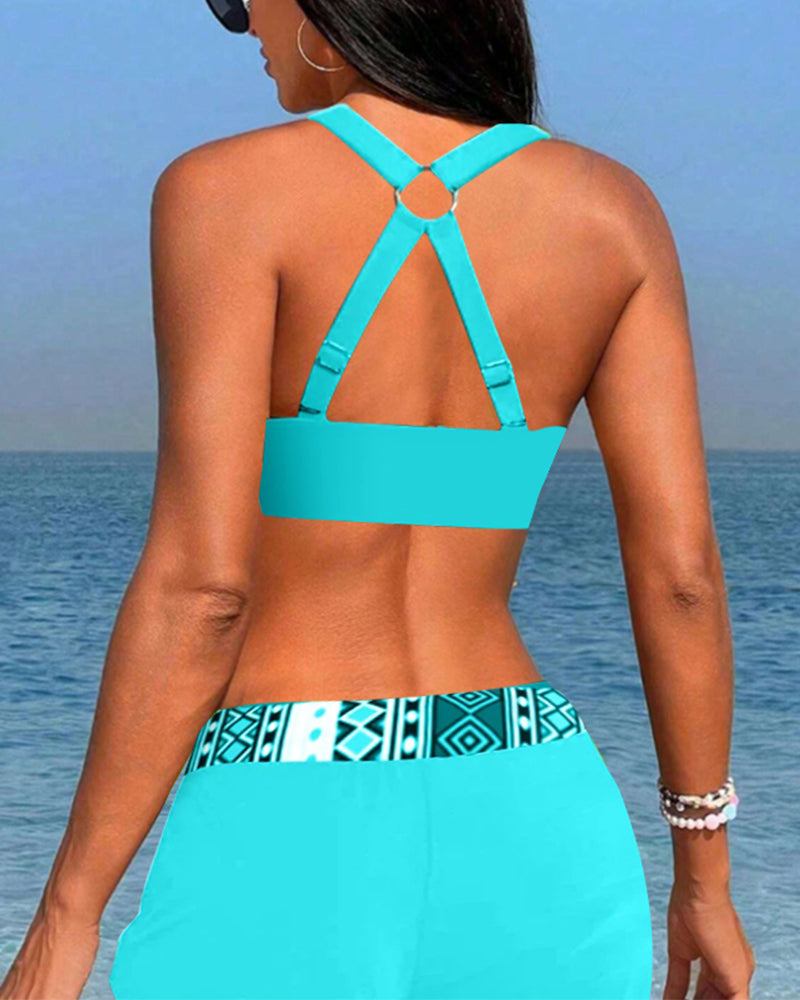 SALO | Bikini z wysokim stanem i geometrycznym nadrukiem
