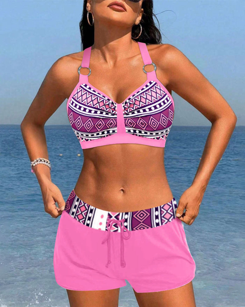 SALO | Bikini z wysokim stanem i geometrycznym nadrukiem