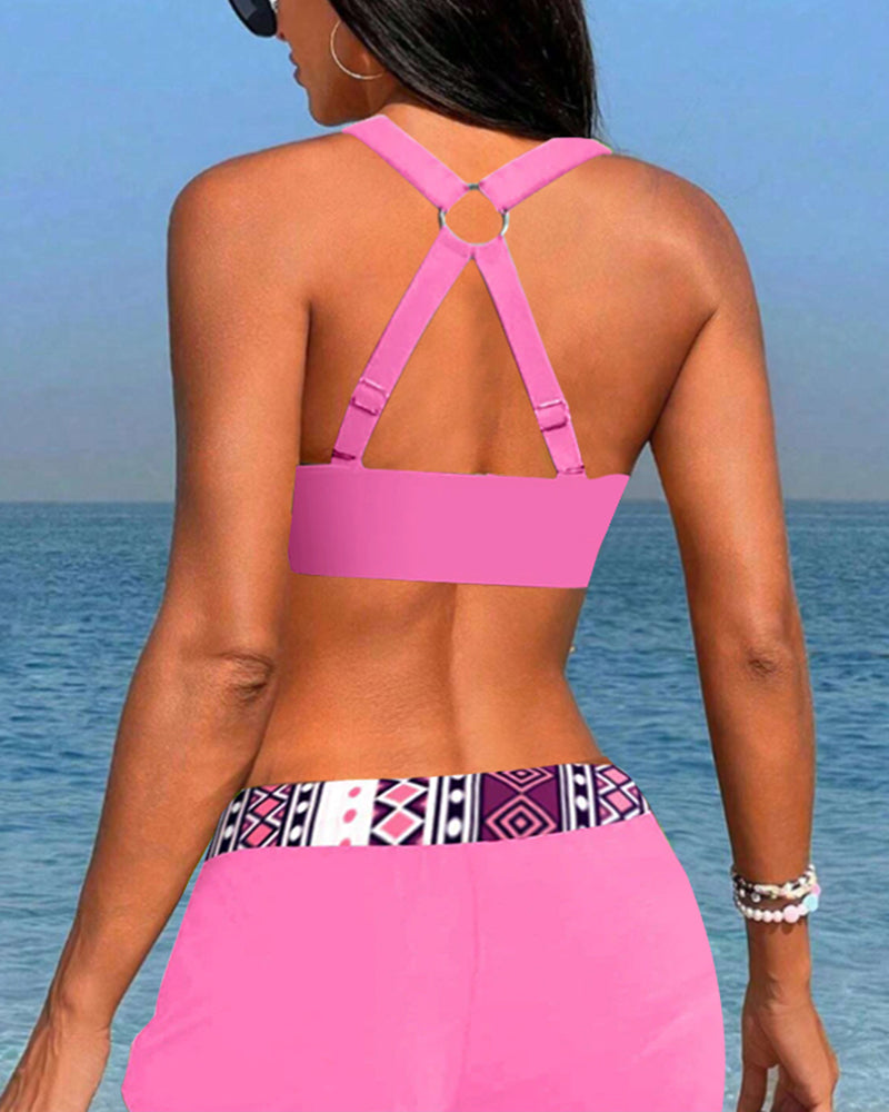SALO | Bikini z wysokim stanem i geometrycznym nadrukiem