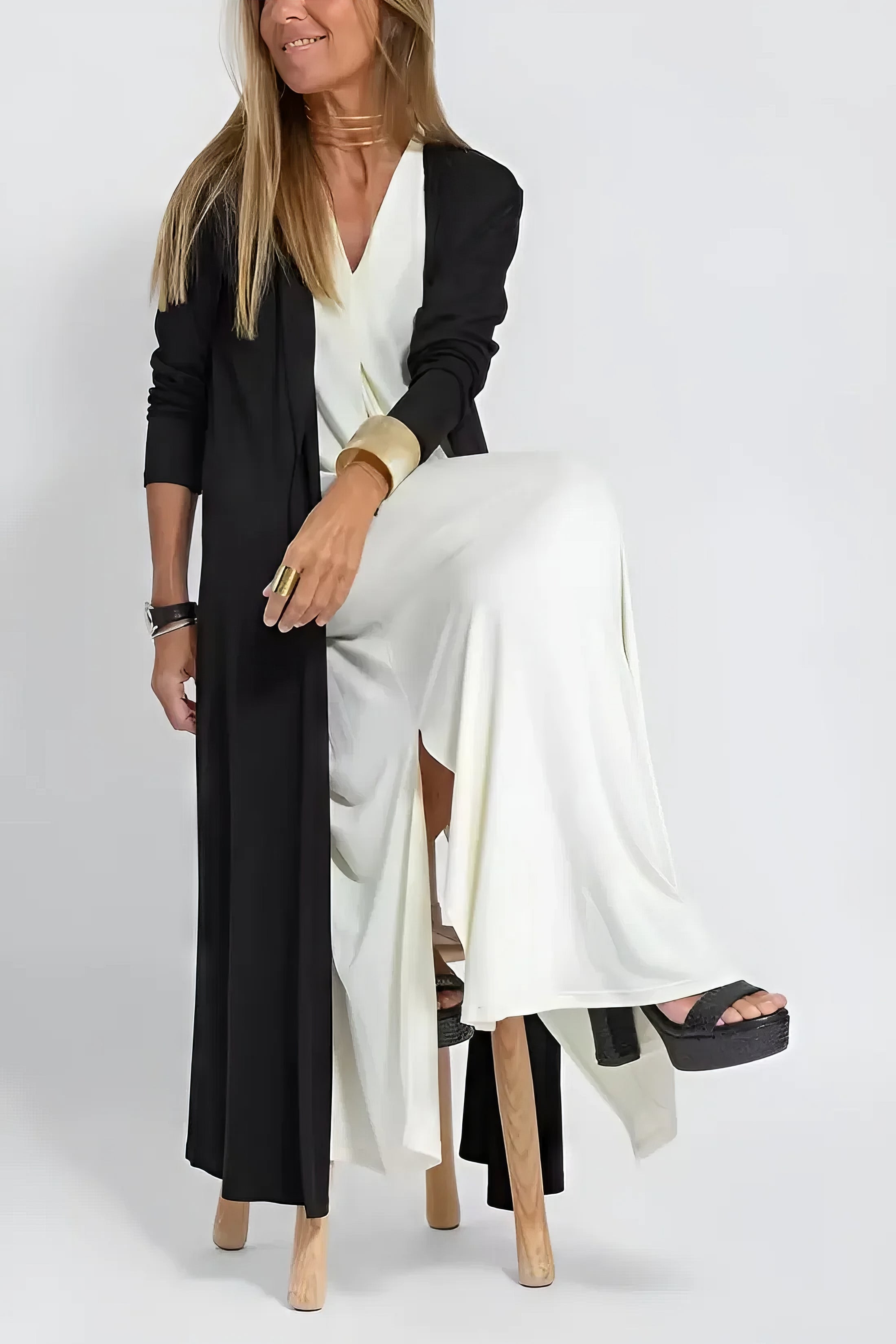 BEATRIZ | Elegancka Długa Sukienka z Opcjonalnym Kardiganem