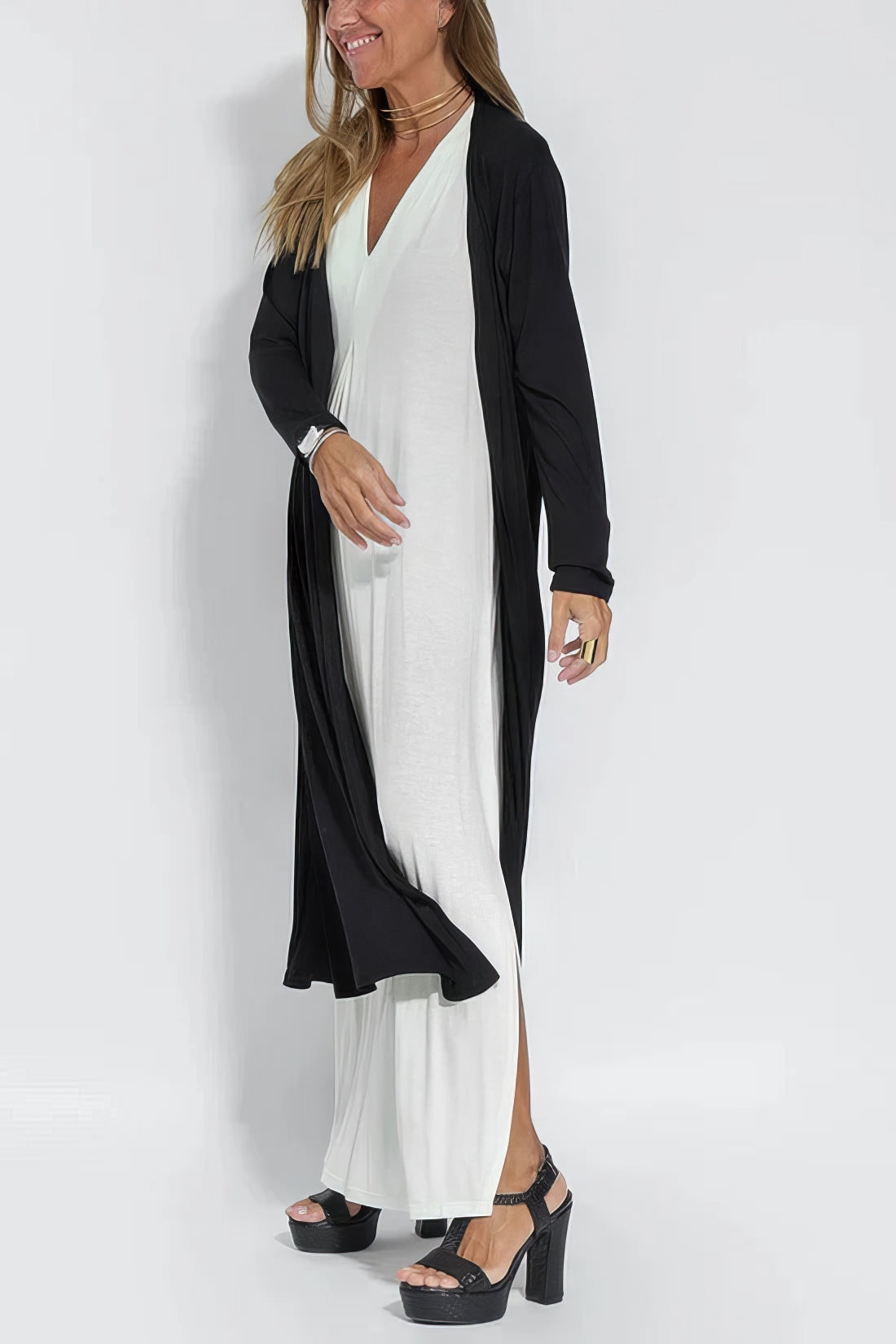 BEATRIZ | Elegancka Długa Sukienka z Opcjonalnym Kardiganem