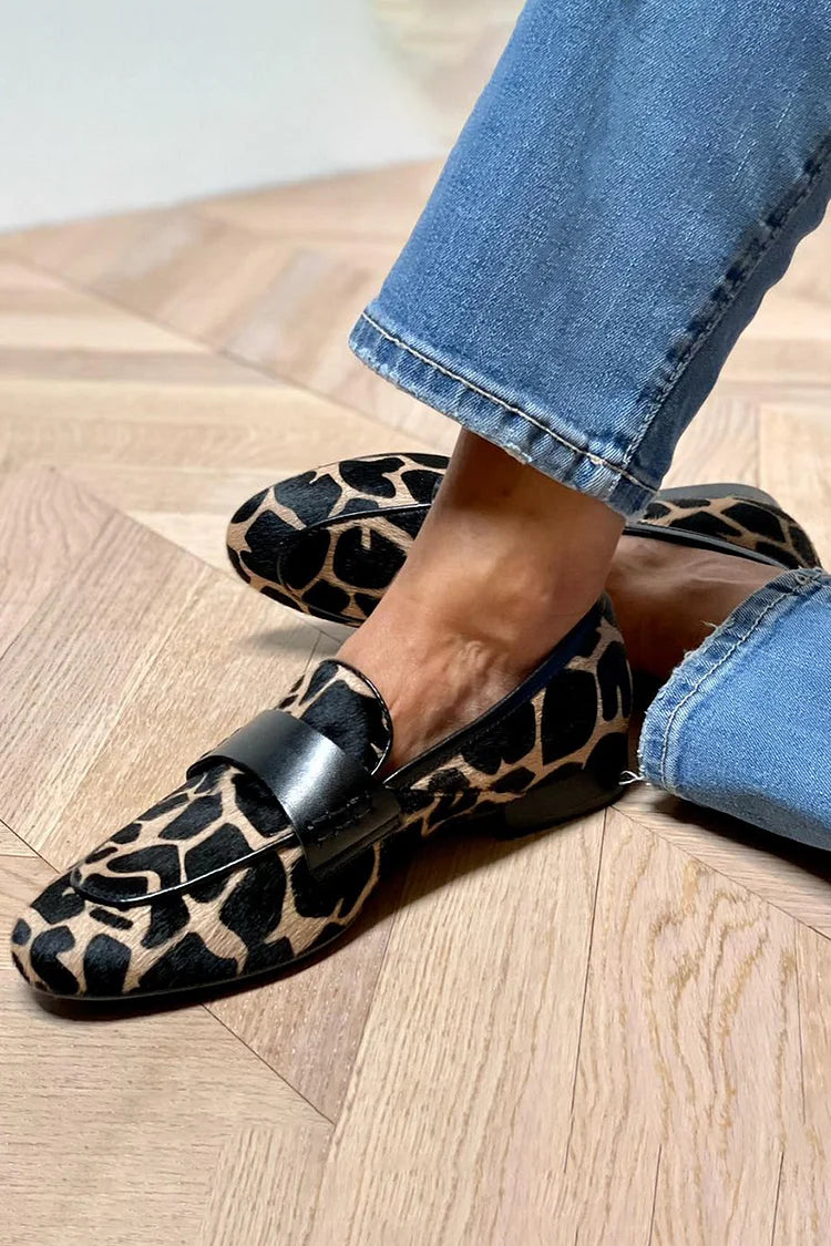 JUSTYNA | Przytulne i stylowe loafersy z motywem krowim