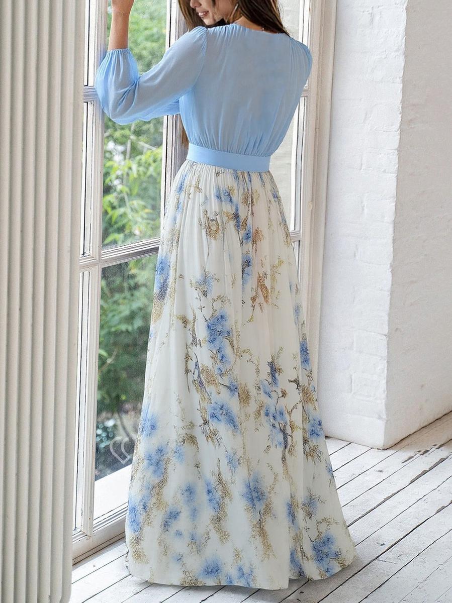 EUGENIA | Elegancka Sukienka Maxi z Kwiatowym Wzorem