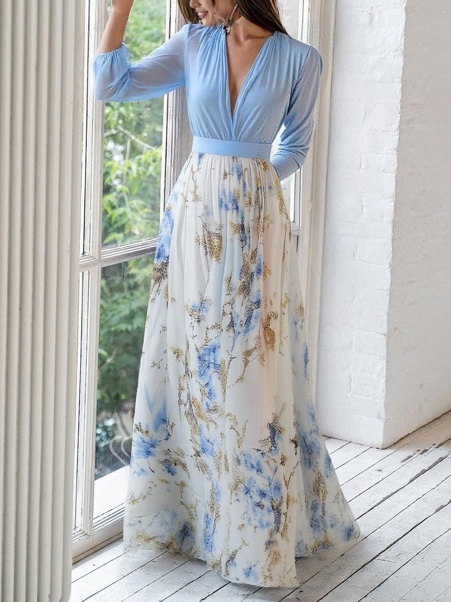 EUGENIA | Elegancka Sukienka Maxi z Kwiatowym Wzorem
