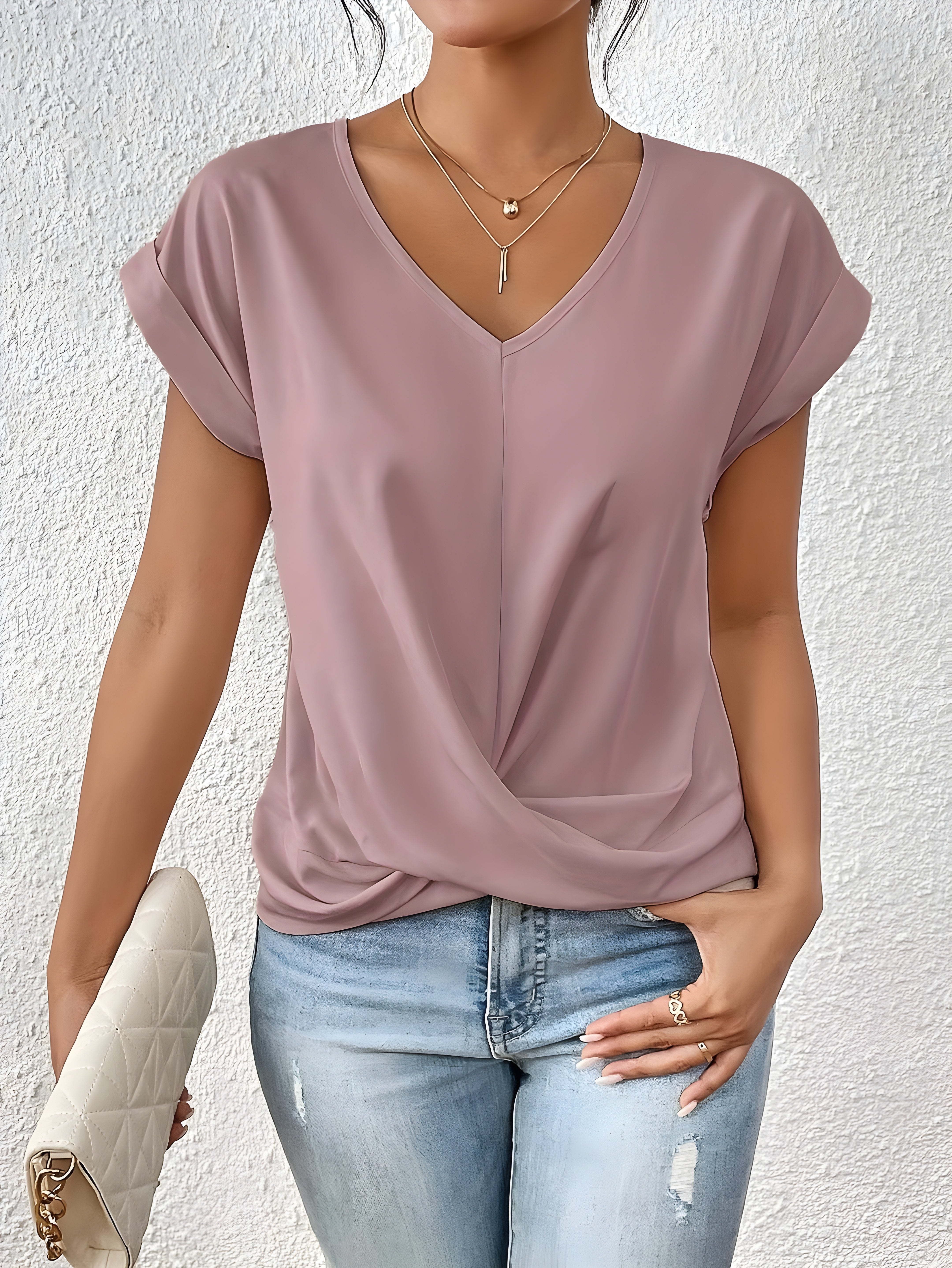 ANA | Elegancka Casual Bluzka z Dekoltem w Serek