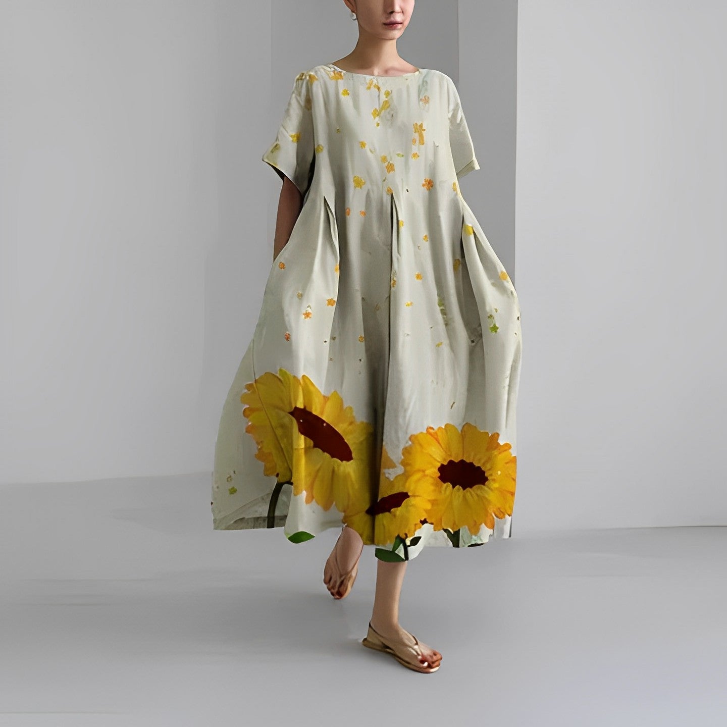 FLEUR | Lekka, Drukowana Sukienka